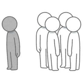 Bild: いらすとや/iratusoya Eine Person abseits einer Gruppe